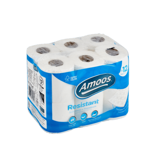 Papel de baño Amoos. 12 rollos
