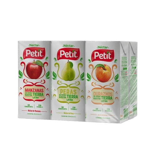 Néctar surtidos. 6 unid. Petit (2 manzana - 2 Pera - 2 Durazno)