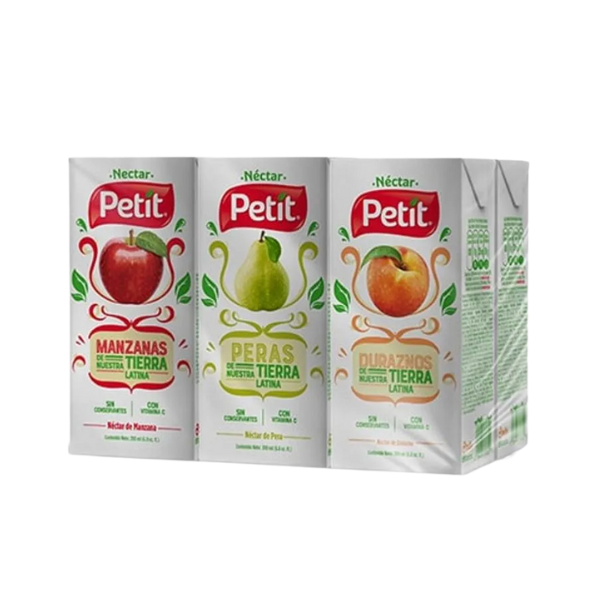 Néctar surtidos. 6 unid. Petit (2 manzana - 2 Pera - 2 Durazno)