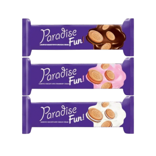 Galletas surtidas. 3 unid, Paradise. (1 chocolate - 1 Fresa - 1 vainilla)