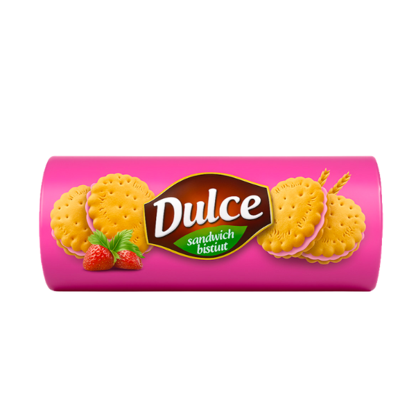 Galleta rellena sabor Fresa. 150 Gr Marca DULCE